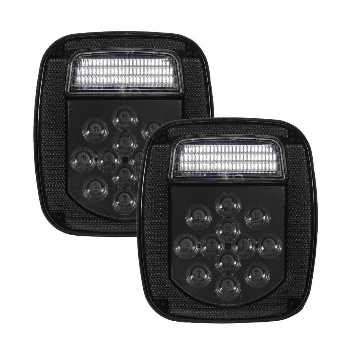 (2pcsset) Universal Tail Lights 39LEDs Smoked Black for Wrangler YJ TJ CJ Truck Trailer Van Boat
