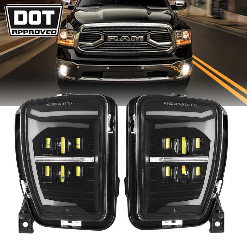 (2pcs/set) DOT Approved LED Fog Lights with DRL for 2013-2018 Dodge Ram 1500