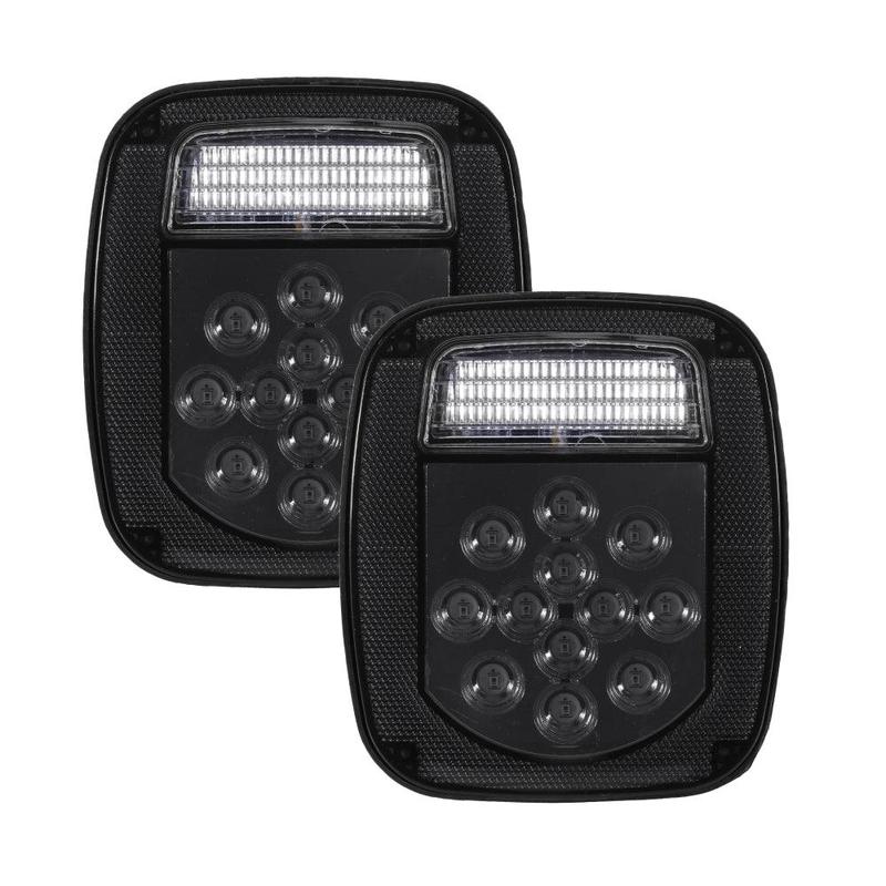 (2pcs/set) Universal Tail Lights 39LEDs Smoked Black for Wrangler YJ TJ CJ Truck Trailer Van Boat