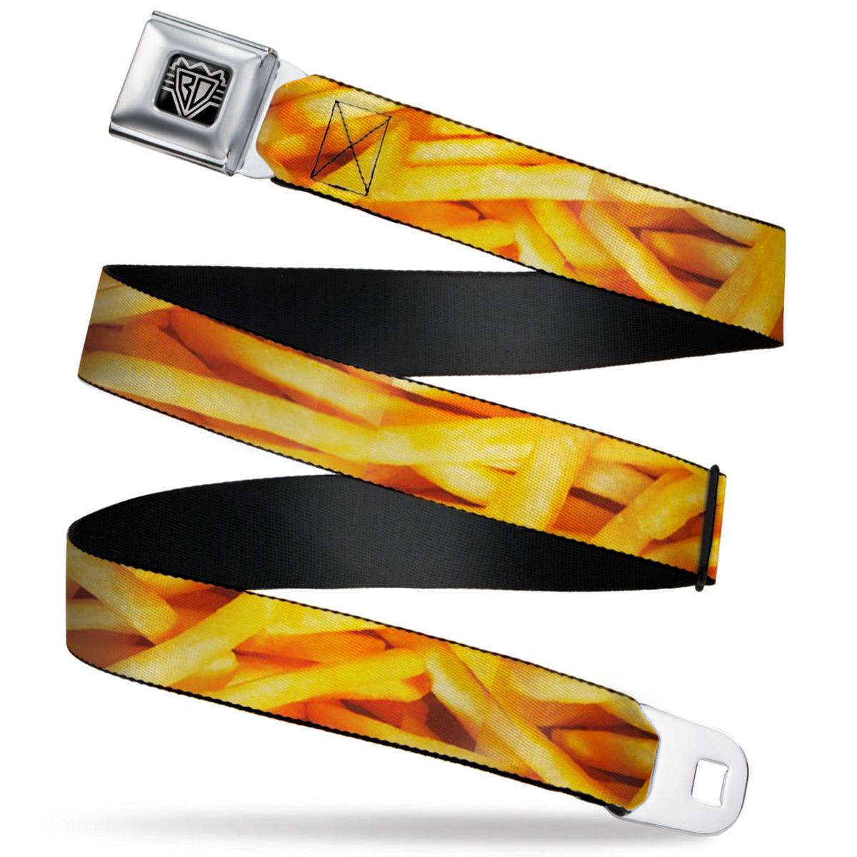 BD Wings Logo CLOSE-UP Full Color Black Silver Seatbelt Belt - Vivid French Fries Stacked Webbing