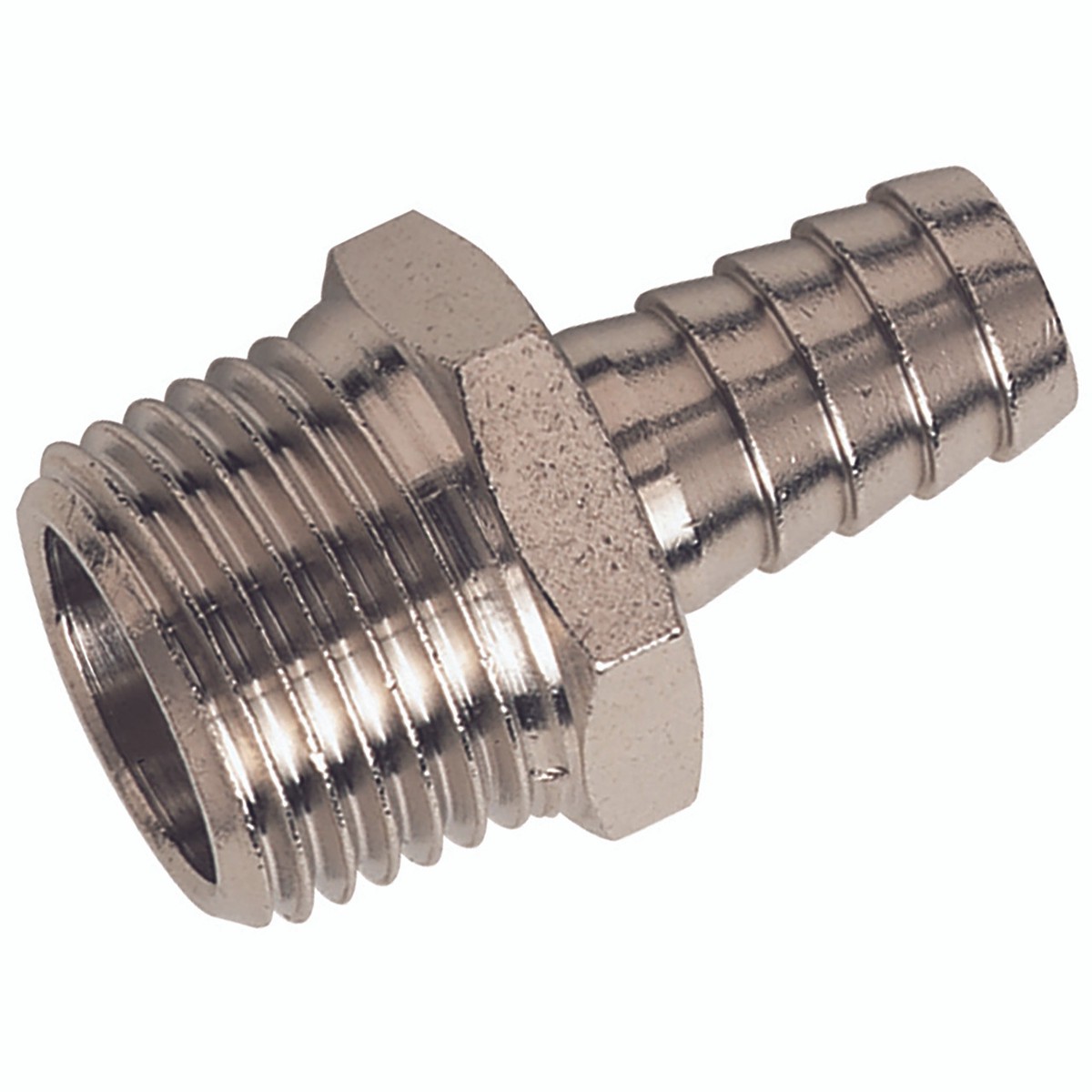 3/8" BSPT MALE X 12MM ID HOSETAIL NICKEL