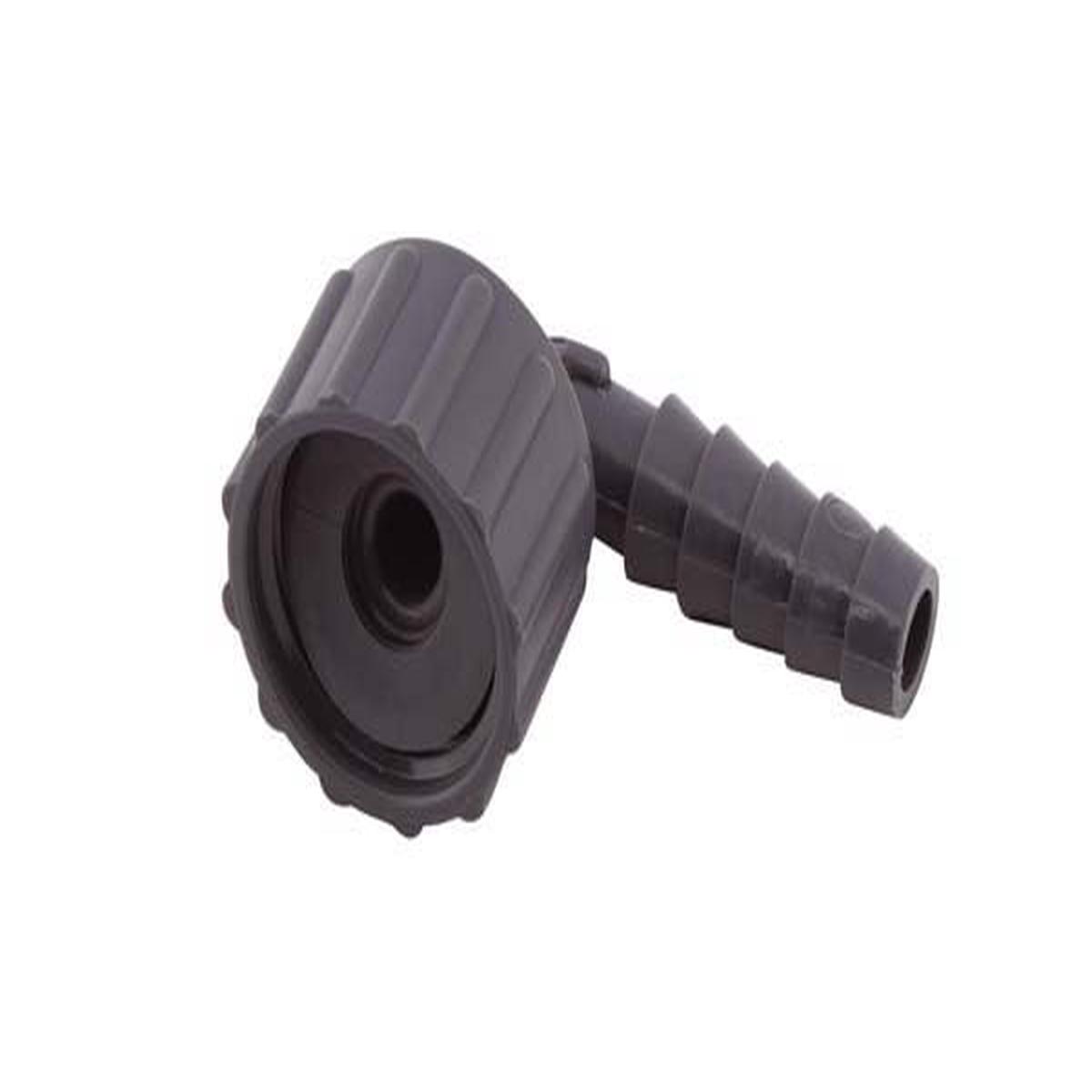 " F x 12mm Nut & Tail, Polypropylene, 90 Elbow, Female thread x hose tail