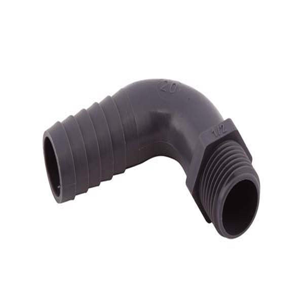 " M x 20mm Hose Tail, Polypropylene, 90 Elbow, Male thread x hose tail