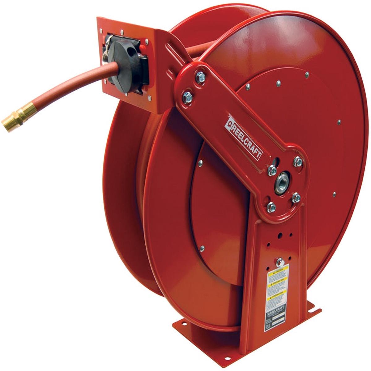 82075LP by Dixon Valve | Reelcraft 80000 Series | Spring Driven Hose Reel - with Hose | 1/2" Hose ID | 75ft Hose Length | Steel